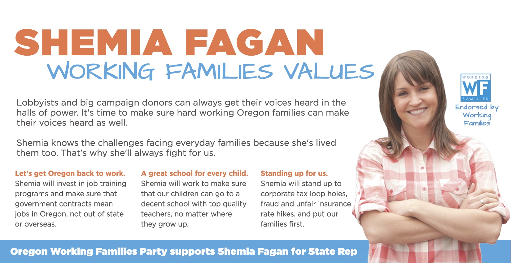Shemia Fagan - Working Families Party - Campaign mailer